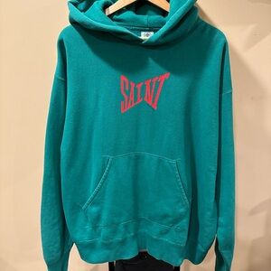 Saint Michael Red Ribbon Logo Pullover Green Hoodie